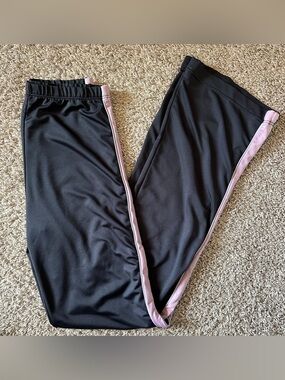 Vintage Everlast Black Track Joggers with Pale Pink Side Stripe